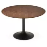 Table de repas ronde vintage scandinave GALON en bois et métal peint (Ø 120 cm) (noyer, noir) à associer à Table De Salle A Mang