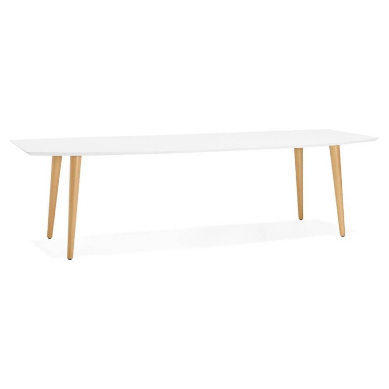 Tavolo da pranzo rettangolare stile scandinavo con estensioni in legno TRINE (bianco) - image 28176