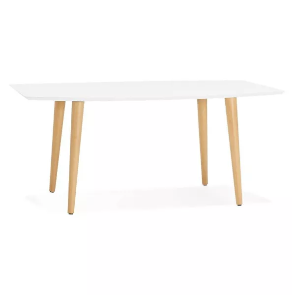 Dining table rectangular Scandinavian style with TRINE (white) wooden extensions - image 28184