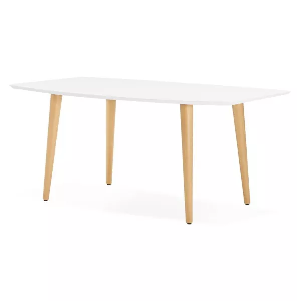 Dining table rectangular Scandinavian style with TRINE (white) wooden extensions - image 28187