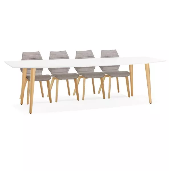 Dining table rectangular Scandinavian style with TRINE (white) wooden extensions - image 28201