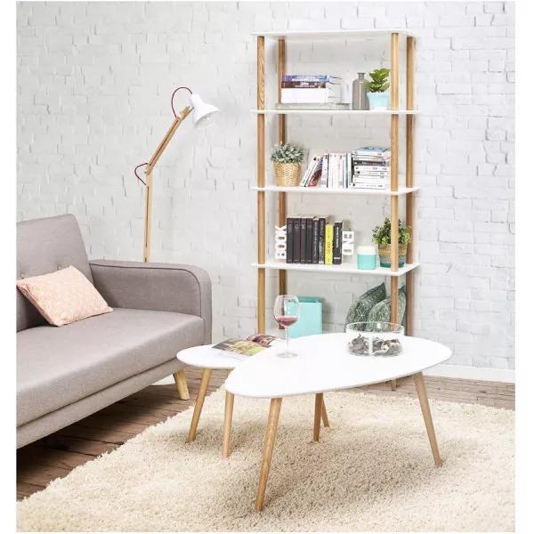 Regal Bücherregal Designstil skandinavischen ERIKA aus Holz (weiß) mit assoziieren Zeitgenössische Lederregale