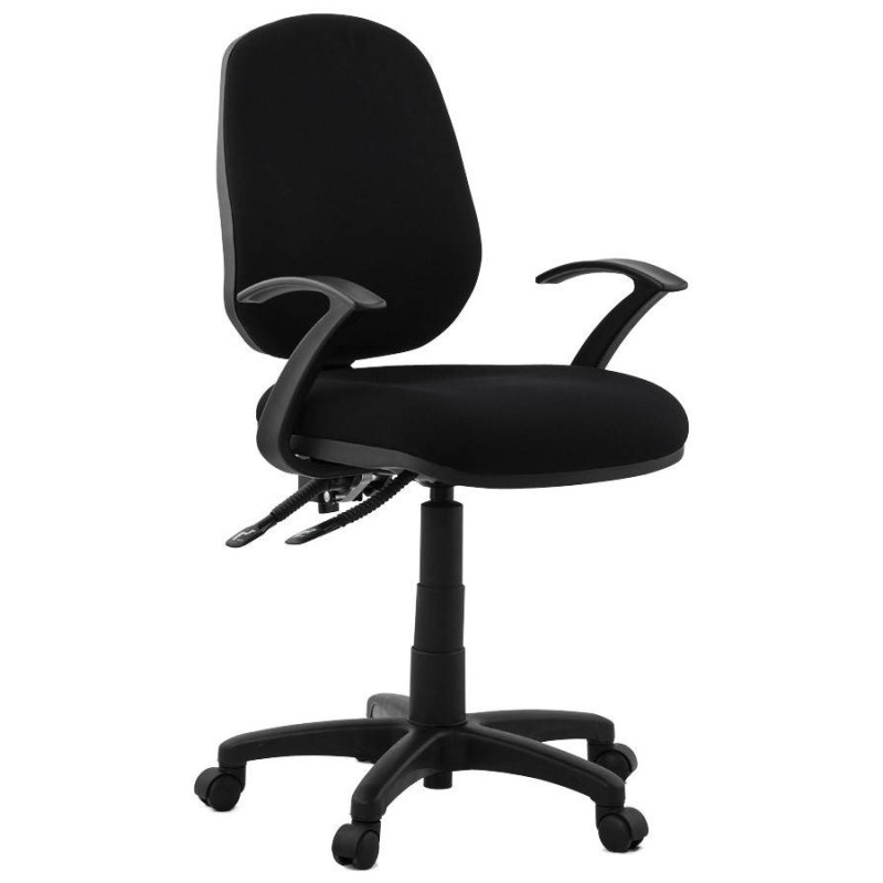 Chaise de bureau ergonomique à roulettes BELOU en tissu (noir) - image 28330