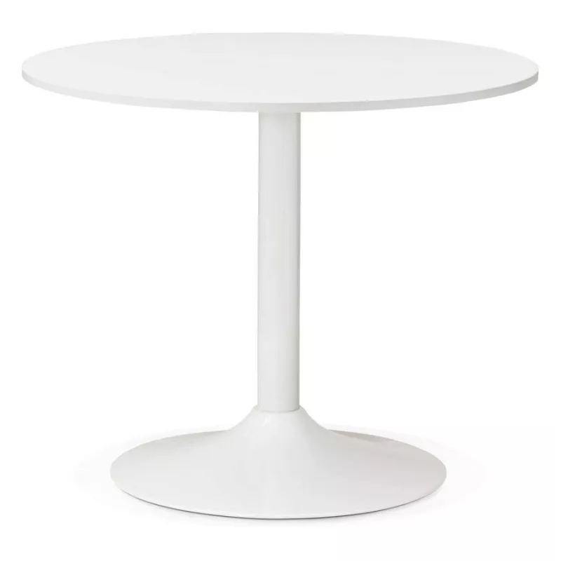 Dining table or desk round design Scandinavian NILS wood and metal painted (O 90 cm) (white) - image 28381