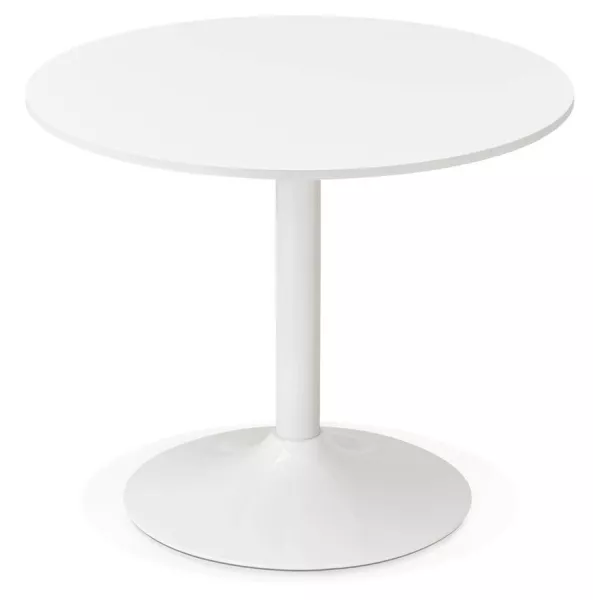 Dining table or desk round design Scandinavian NILS wood and metal painted (O 90 cm) (white) - image 28383