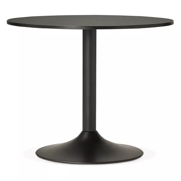 Mesa de comedor o escritorio diseño madera NILS y metal pintado (O 90 cm) (negro) - image 28403