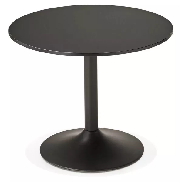 Mesa de comedor o escritorio diseño madera NILS y metal pintado (O 90 cm) (negro) - image 28404