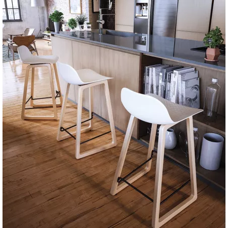 Stool barstool Scandinavian mid-height SCARLETT MINI (white) to associate with Industrial Metal and Wood Stools