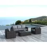 Garden furniture 5 places Toledo round braided resin (grey) to associate with High Quality Solid Wood Garden Furniture