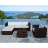 Garden furniture 5 squares SEVILLE resin braided (Brown, blue cushions) - image 29865