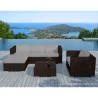 Garden furniture 5 squares SEVILLE resin braided (Brown, gray cushions) - image 29872