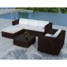 Garden furniture 5 squares SEVILLE resin braided (Brown, white/ecru cushions) to associate with Design Garden Furniture For Dini