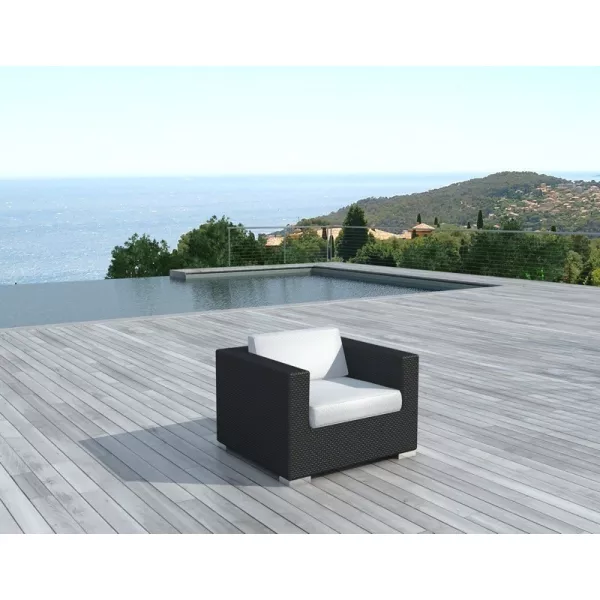 Garden SALOU in woven resin (black, white/ecru cushions) Chair - image 29885