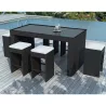 Furniture bar and 6 stools garden PORTO in woven resin (black, white/ecru cushions) - image 29903