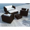 Garden furniture 6 seater KUMBA resin braided (Brown, white/ecru cushions) - image 29937