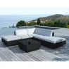 Corner garden lounge 5 places Valencia resin braided (black, white/ecru cushions) to associate with Weather Resistant Garden Gar