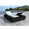 Sunbathing sunbed 2 seater 5 positions Cadiz in woven resin (black, white/off-white) - image 29945