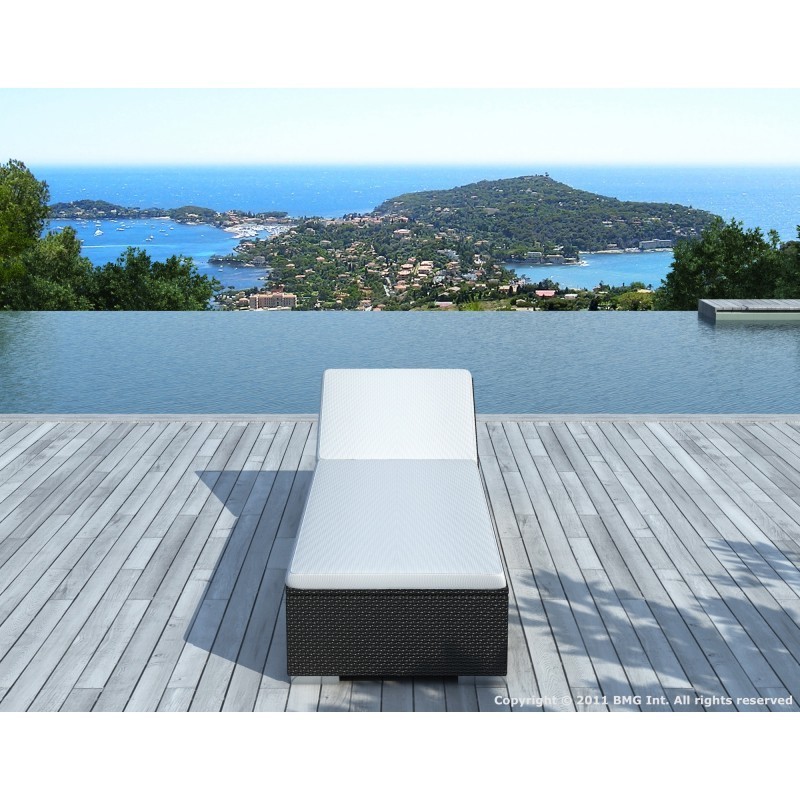 Sunbathing sunbed 5 positions CORDOBA in woven resin (black, white/off-white) - image 29956