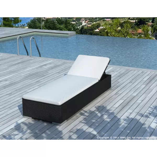 Sunbathing sunbed 5 positions CORDOBA in woven resin (black, white/off-white) - image 29958