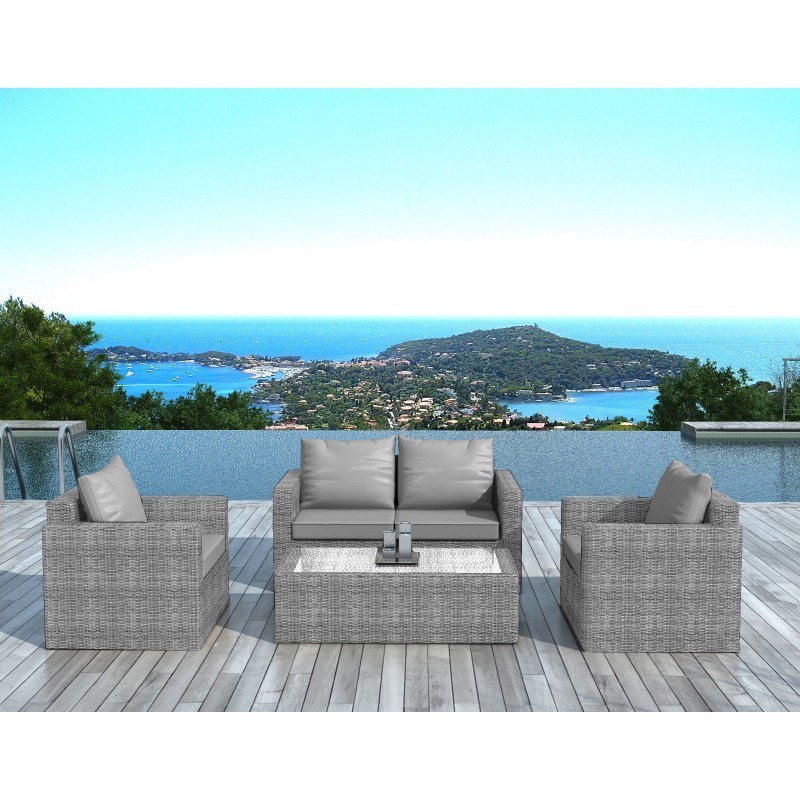 Garden furniture 4 seater JUAN woven resin (grey) to associate with Vintage Garden Furniture For A Retro Touch