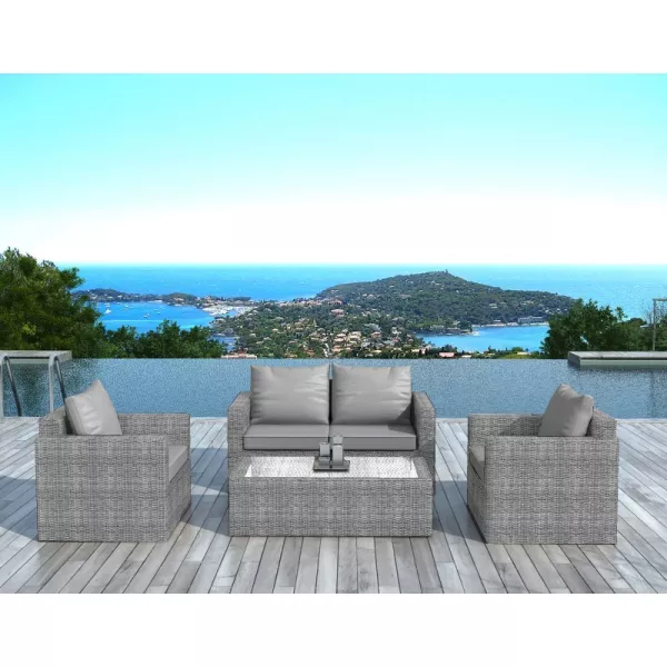 Garden furniture 4 seater JUAN woven resin (grey) to associate with Vintage Garden Furniture For A Retro Touch