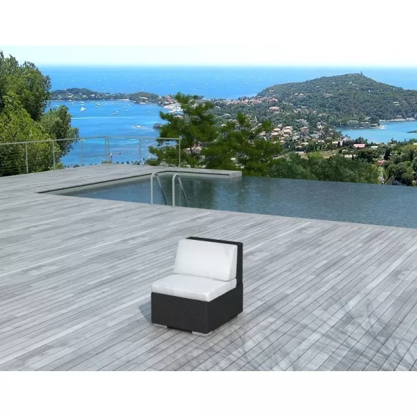 Chair of garden SALOU in woven resin (black, white/ecru cushions) - image 29998