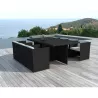 Dining table and 6 chairs built-in Garden KRIBOU in woven resin (black, white/ecru cushions) - image 30006