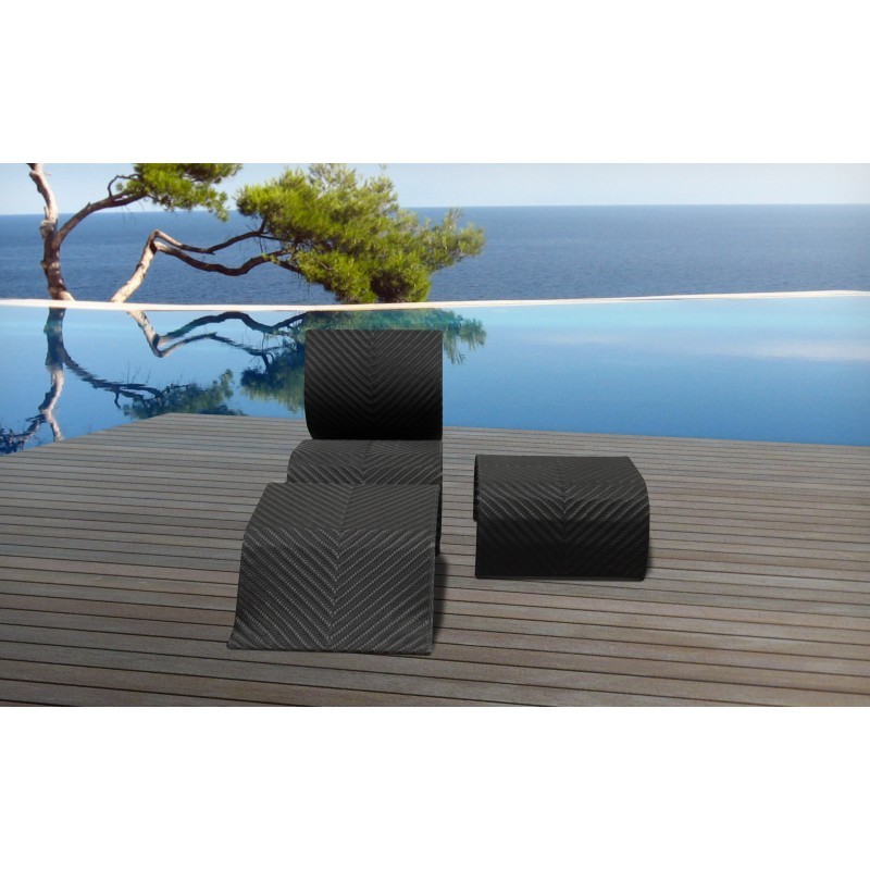 All transat and low garden table CABO in woven resin (black) - image 30008