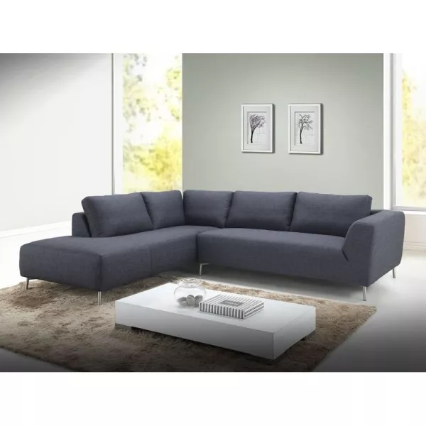 Diseño de sofá de la esquina izquierda 5 plazas con chaise de JUSTINE en tela (gris oscuro) - image 30138