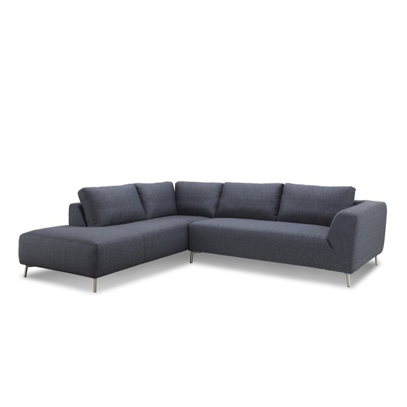 Corner sofa design left 5 places with JUSTINE chaise in fabric (dark gray) - image 30140