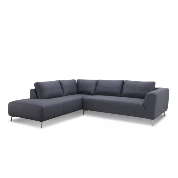 Diseño de sofá de la esquina izquierda 5 plazas con chaise de JUSTINE en tela (gris oscuro) - image 30140