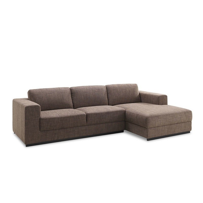 Corner sofa design right side 4-seater with chaise MAGALIE in fabric (Brown) - image 30152