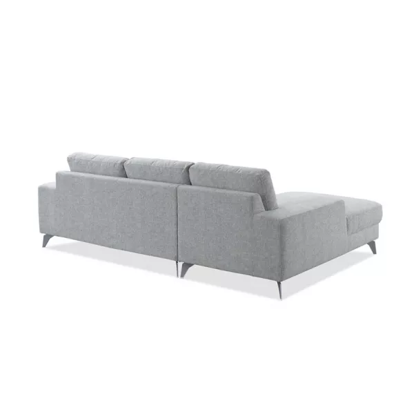 Corner sofa design left 3 places with THEO chaise in fabric (light gray) - image 30208