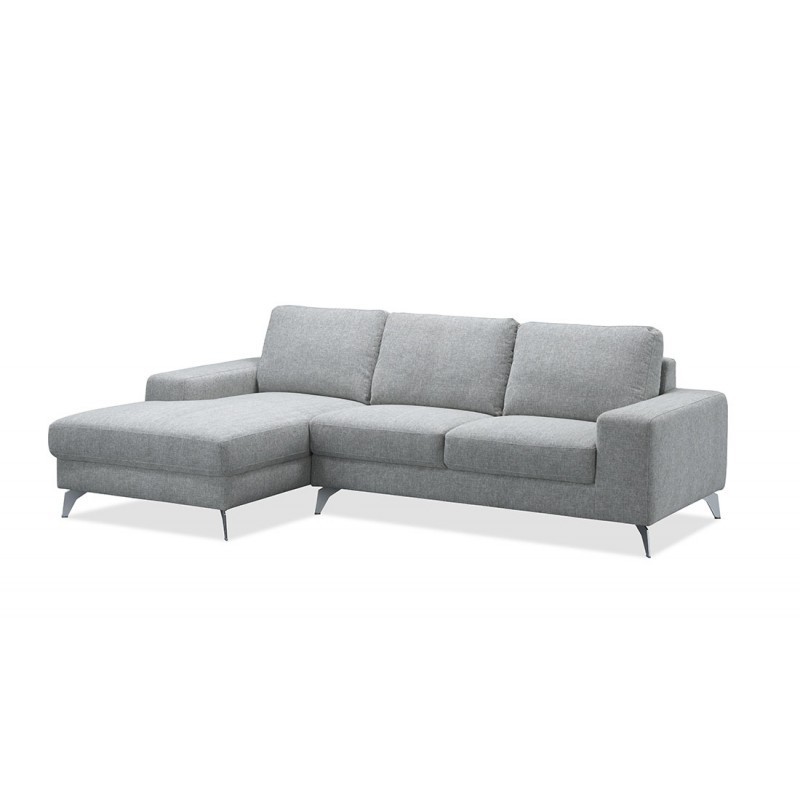 Corner sofa design left 3 places with THEO chaise in fabric (light gray) - image 30209