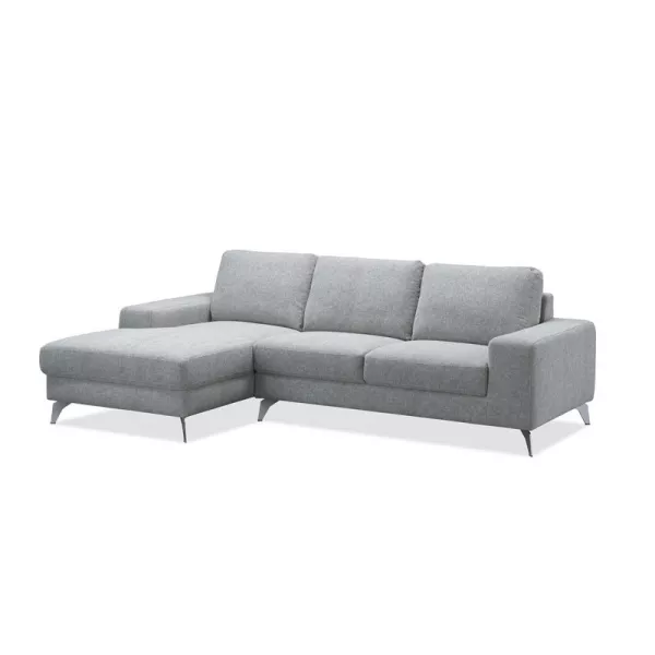 Corner sofa design left 3 places with THEO chaise in fabric (light gray) - image 30209