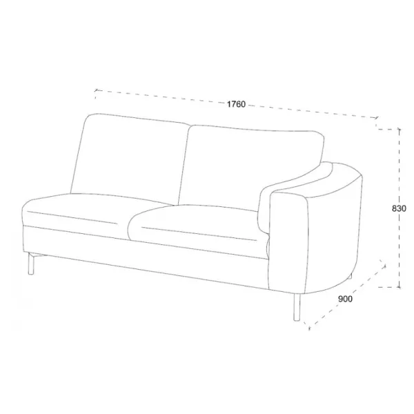 Corner sofa design left 3 places with Meridian MORIS in fabric (dark gray) - image 30238