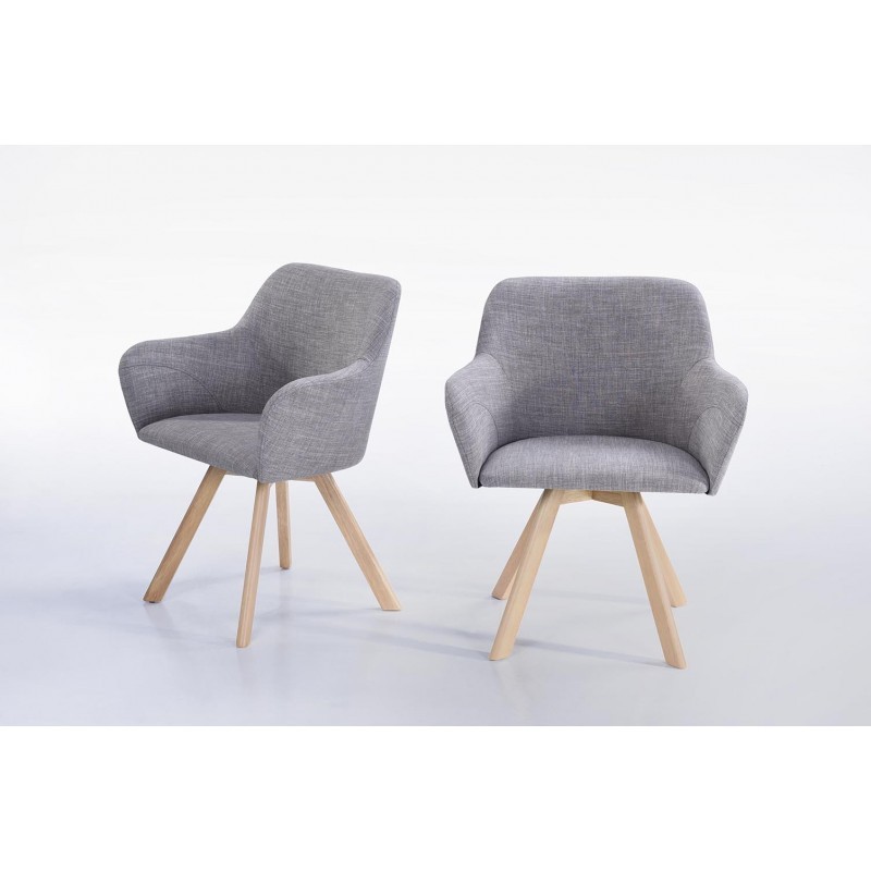 Lot de 2 fauteuils scandinaves COPENHAGUE en tissu (gris clair) - image 30338