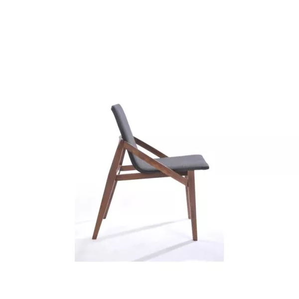 Set of 2 contemporary chairs MARIANNE in fabric and wood (anthracite grey, walnut) - image 30358