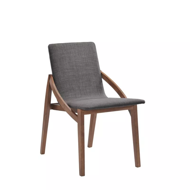 Set of 2 contemporary chairs MARIANNE in fabric and wood (anthracite grey, walnut) - image 30359