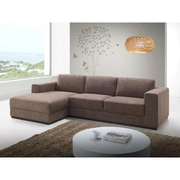 Ecke Sofa Design links 4 Plätze mit Ma Chaise in Stoff (braun) - image 30387