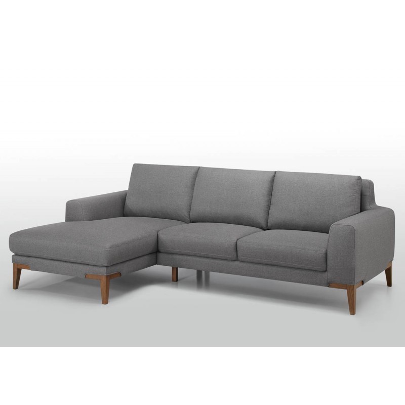 Ecke Sofa Design links 3 Sitze mit SERGIO Chaise in Stoff (grau) - image 30410