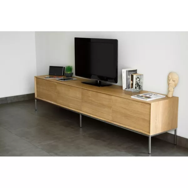 TV cabinet low design 2 drawers 2 doors JASON solid oak (natural oak) to associate with Jason Dining Room Comfortable For Office