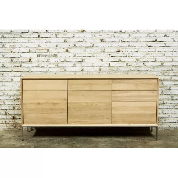 Buffet design low row 2 doors 3 drawers JASON solid oak (natural oak) - image 30481