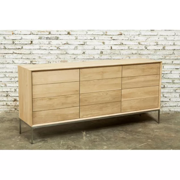 Buffet design low row 2 doors 3 drawers JASON solid oak (natural oak) - image 30483