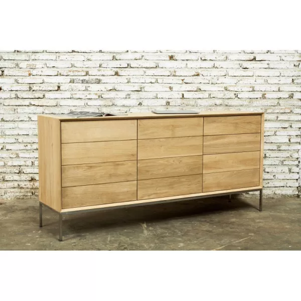 Buffet design low row 2 doors 3 drawers JASON solid oak (natural oak) - image 30485