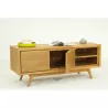 Scandinavian retro TV 2 doors 2 niches AARON (natural) massive teak - image 30501