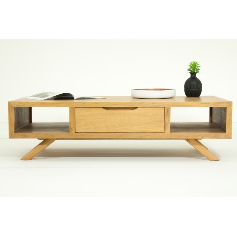 Coffee table retro Scandinavian AARON (natural) massive teak - image 30504