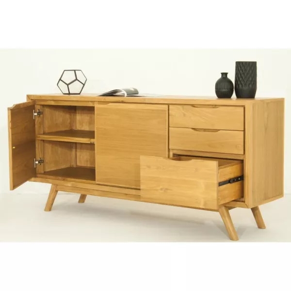 Retro Scandinavian buffet 2 doors 3 drawers AARON (natural) massive teak - image 30513