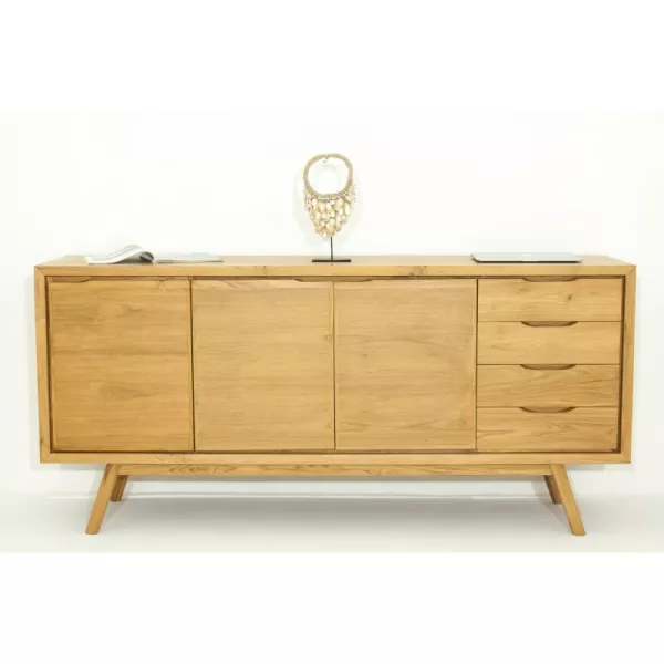 Retro Scandinavian buffet 3 doors 4 drawers AARON (natural) massive teak - image 30518