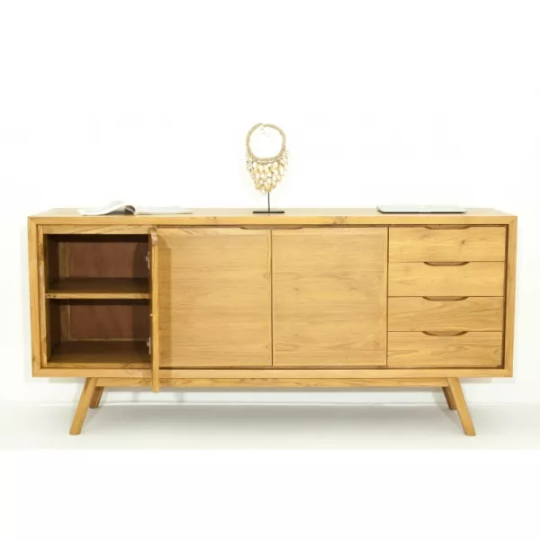 Retro Scandinavian buffet 3 doors 4 drawers AARON (natural) massive teak - image 30520